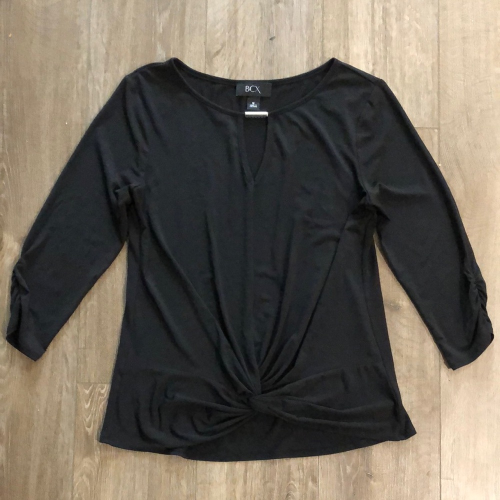 Worn once - BCX Black 3/4 Sleeve Twist Front Blouse